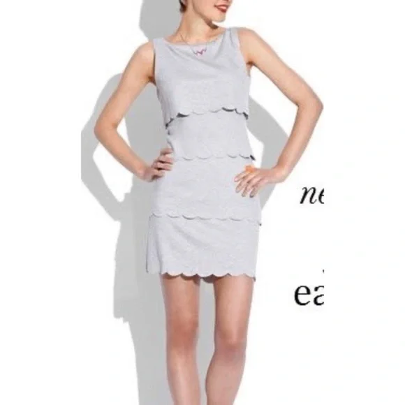 NWT Philosophy Scalloped Layered Black Shift Dress LBD Classic Capsule Luxury - Picture 2 of 15